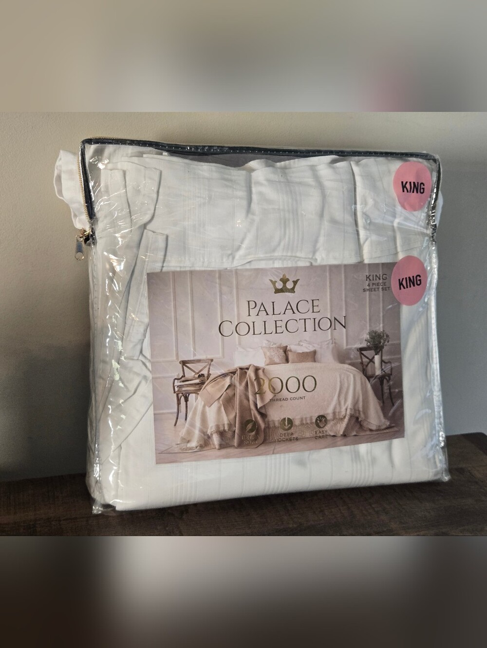 Palace Collection King Size 2000 Thread Count Cotton Blend White Sheet Set 3pc